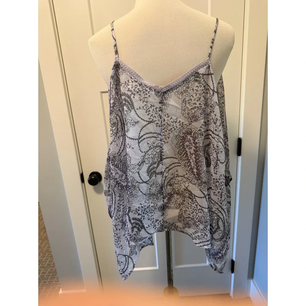 Wild Pearl Lavender Paisley Sheer Poncho Top Crochet Trim One Size NWT